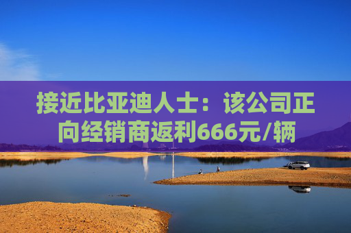 接近比亚迪人士：该公司正向经销商返利666元/辆