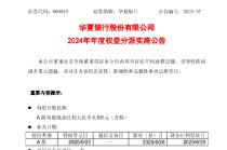 华夏银行：2024年度每股派0.305元（含税） 6月26日除权除息
