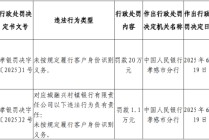 应城融兴村镇银行被罚20万元：未按规定履行客户身份识别义务