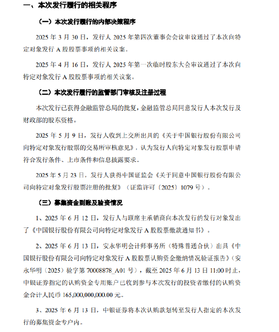 中国银行完成定向增发股票发行  第1张